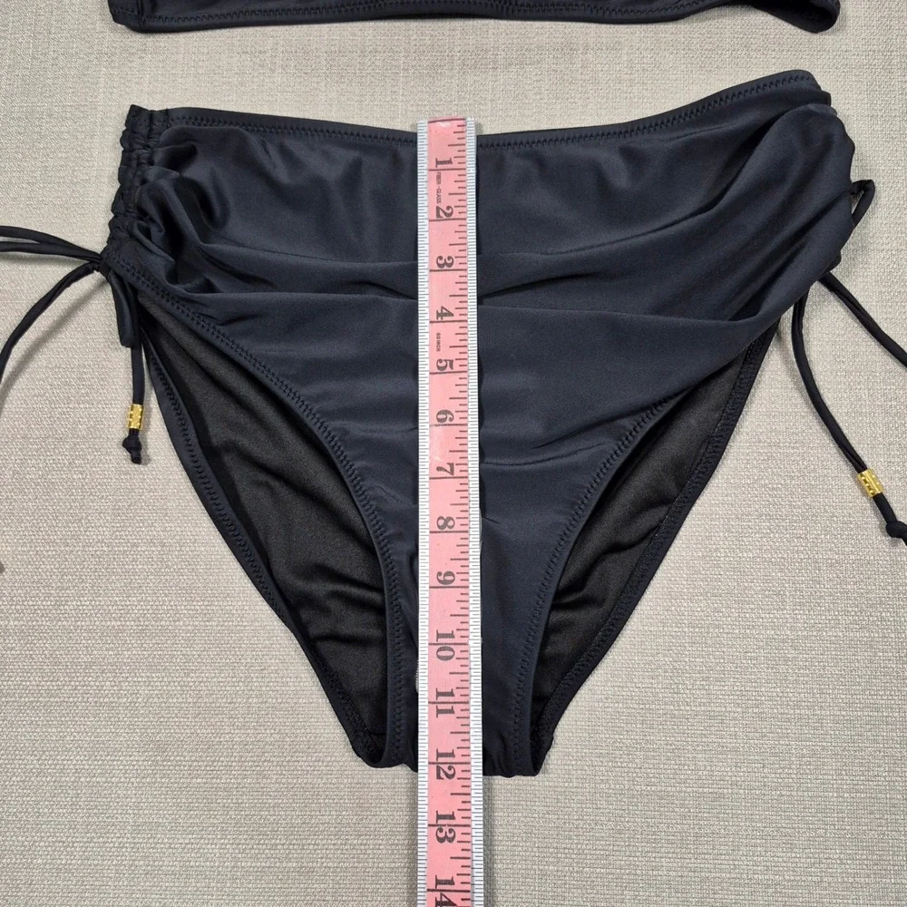 Blooming Jelly‎ Black High Waisted Ruched Bikini Set Size Medium NWT